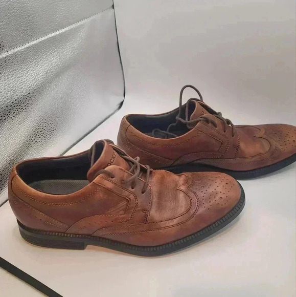 Rockport Men's Dressports Wingtip Cognac Brown Oxfords Size US 7. EUC H79742 - Picture 4 of 8